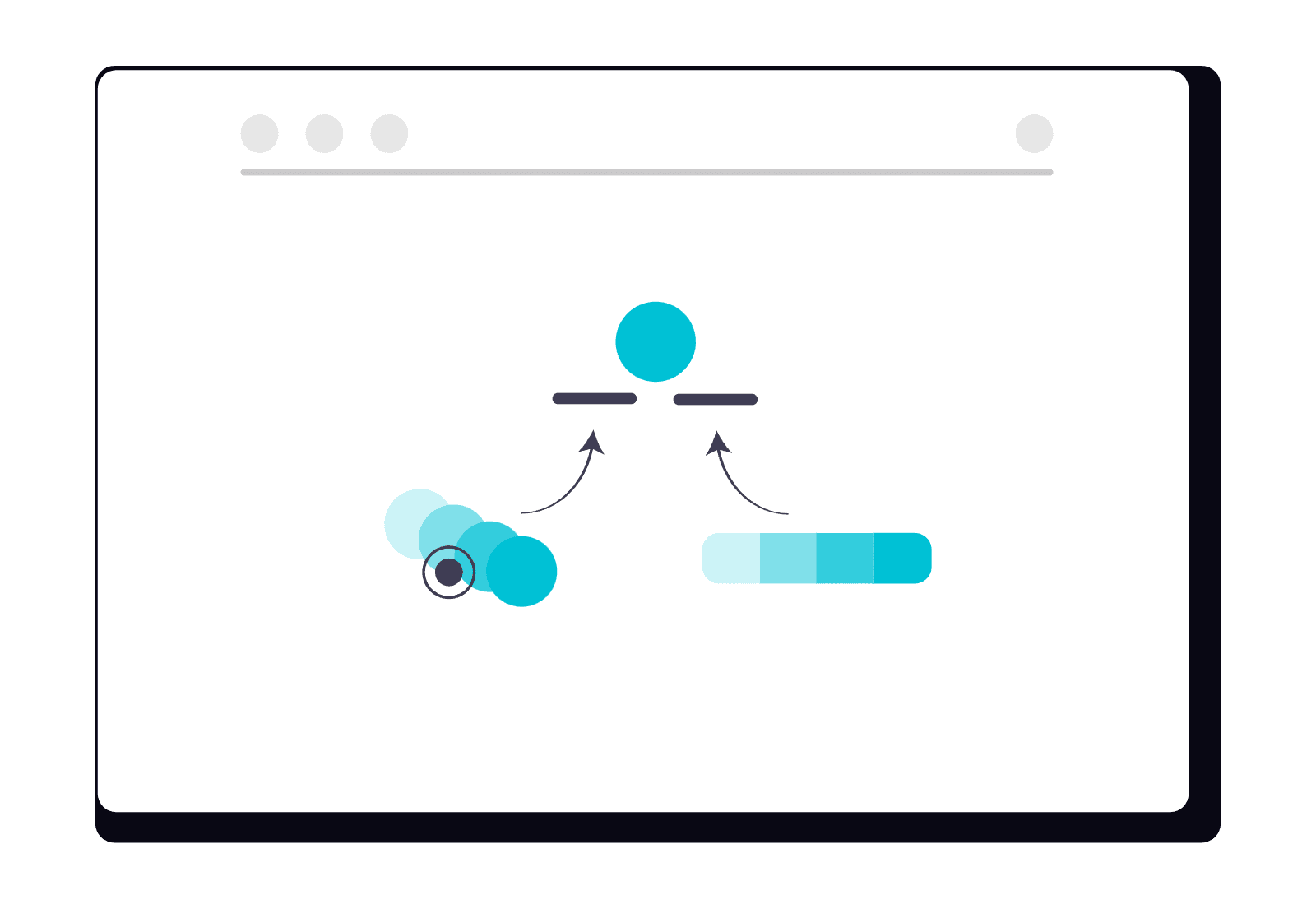 Ilustración de sistema de identidad visual con paleta de color y elementos de marca