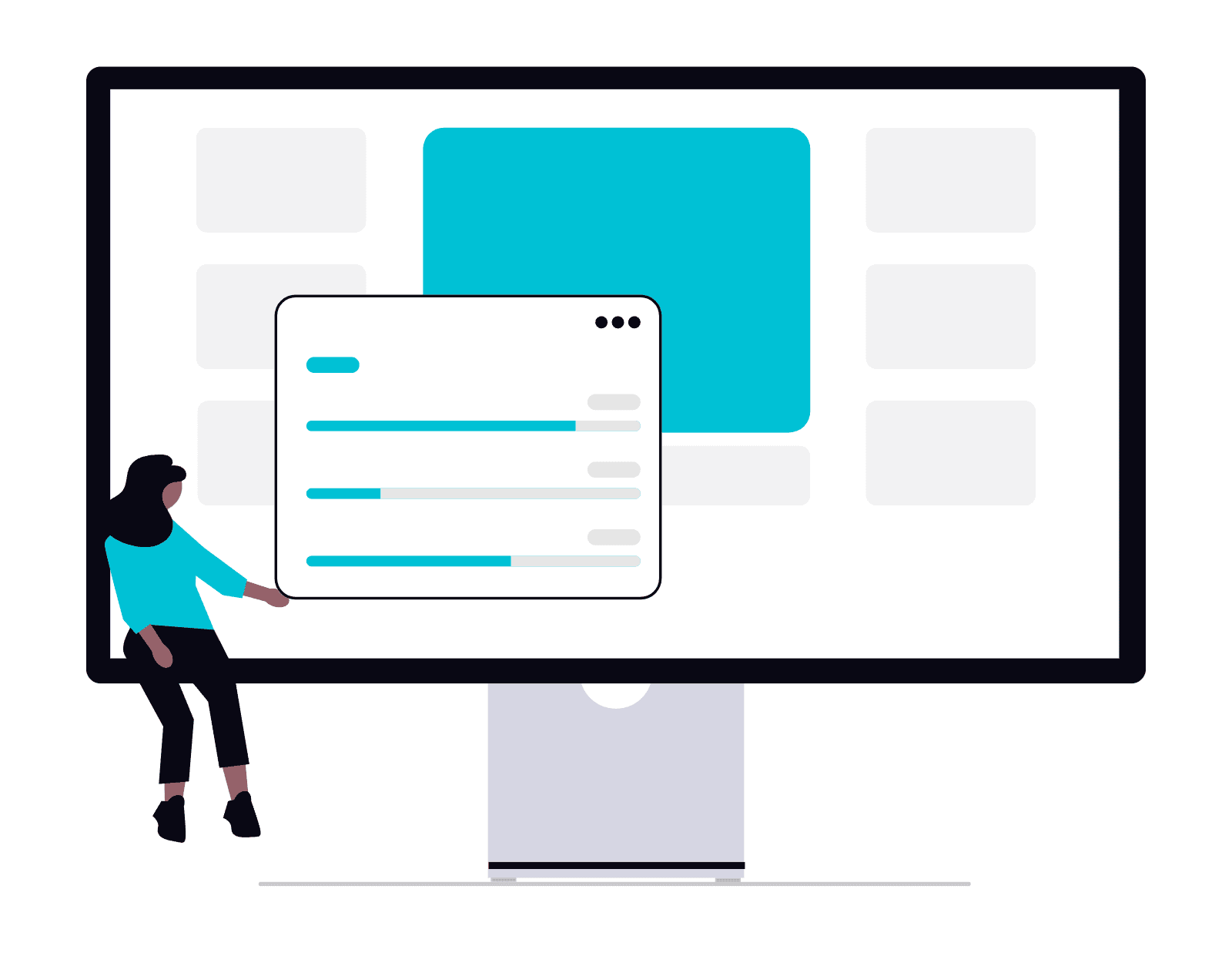 Ilustración de estadísticas online y métricas de crecimiento comercial B2B